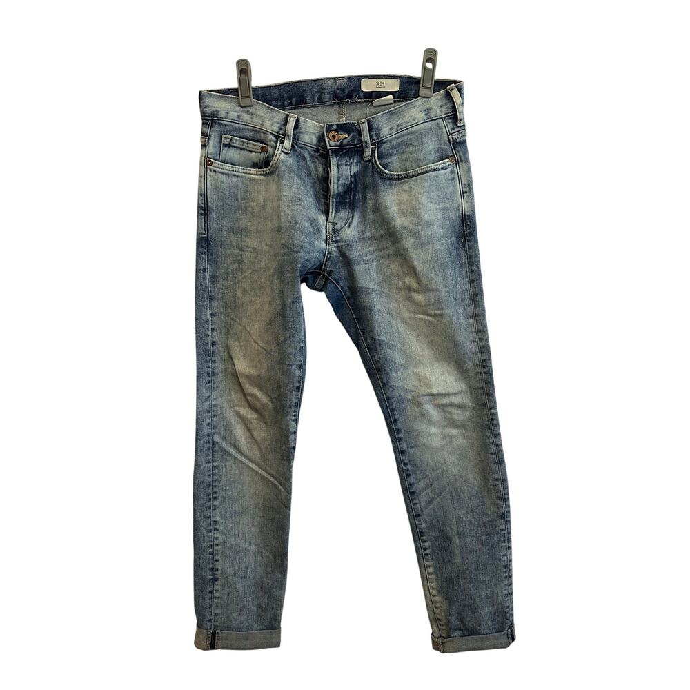 H&M Slim Low Waist Roll Hem Acid Wash Men's Jeans 30x32